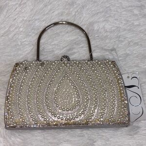 Elegant Pearl-Embellished Clutch